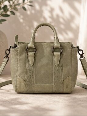 Frye Sage Green Leather Crossbody Satchel Handbag
